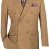 Naples Collection - Camel Modern Fit Double Breasted Windowpane Peak Lapel 2 Piece Suit -Clothing Shop SO1MDW 1 Camel 400x faae4d25 2196 4edd bcbf ec04e0993741