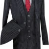 Odyssey Collection - Black Regular Fit 3 Piece Suit 2 Button Gangster Stripe 1 Odyssey Collection - Black Regular Fit 3 Piece Suit 2 Button Gangster Stripe -Clothing Shop SO1V2RS 9 BLK