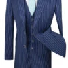 Odyssey Collection - Blue Regular Fit 3 Piece Suit 2 Button Gangster Stripe -Clothing Shop SO1V2RS 9 BLUE