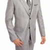 Light Gray 3 Piece Modern Fit Suit 2 Button V-Neck Vest