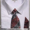 French Cuff Dress Shirt Regular Fit In White/Black With Tie, Cuff Links And Pocket Square -Clothing Shop SO5DS3792P2 BLACK
