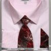 French Cuff Dress Shirt Regular Fit In White/Red With Tie, Cuff Links And Pocket Square -Clothing Shop SO5DS3792P2 RED