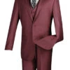 Slim Fit Business Men's Suit 3 Piece 2 Button In Burgundy -Clothing Shop SV2900 BURGUNDY