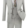 Slim Fit Suit 3 Piece With Double Breasted Vest Glen Plaid In Ice