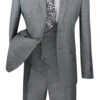 Slim Fit Suit 3 Piece With Double Breasted Vest Glen Plaid In Medium Gray