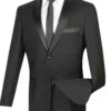 Excalibur Collection - Slim Fit Tuxedo 2 Piece 2 Buttons Design In Black -Clothing Shop T SC900 BLACK