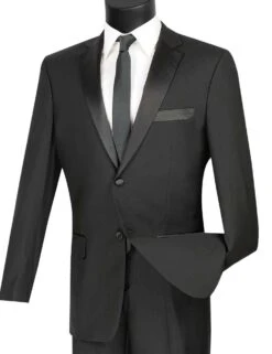 Excalibur Collection - Slim Fit Tuxedo 2 Piece 2 Buttons Design In Black