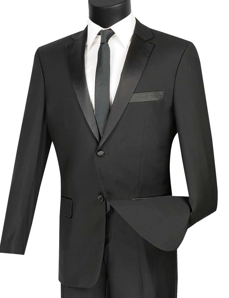 Excalibur Collection - Slim Fit Tuxedo 2 Piece 2 Buttons Design In Black 3 Excalibur Collection - Slim Fit Tuxedo 2 Piece 2 Buttons Design In Black