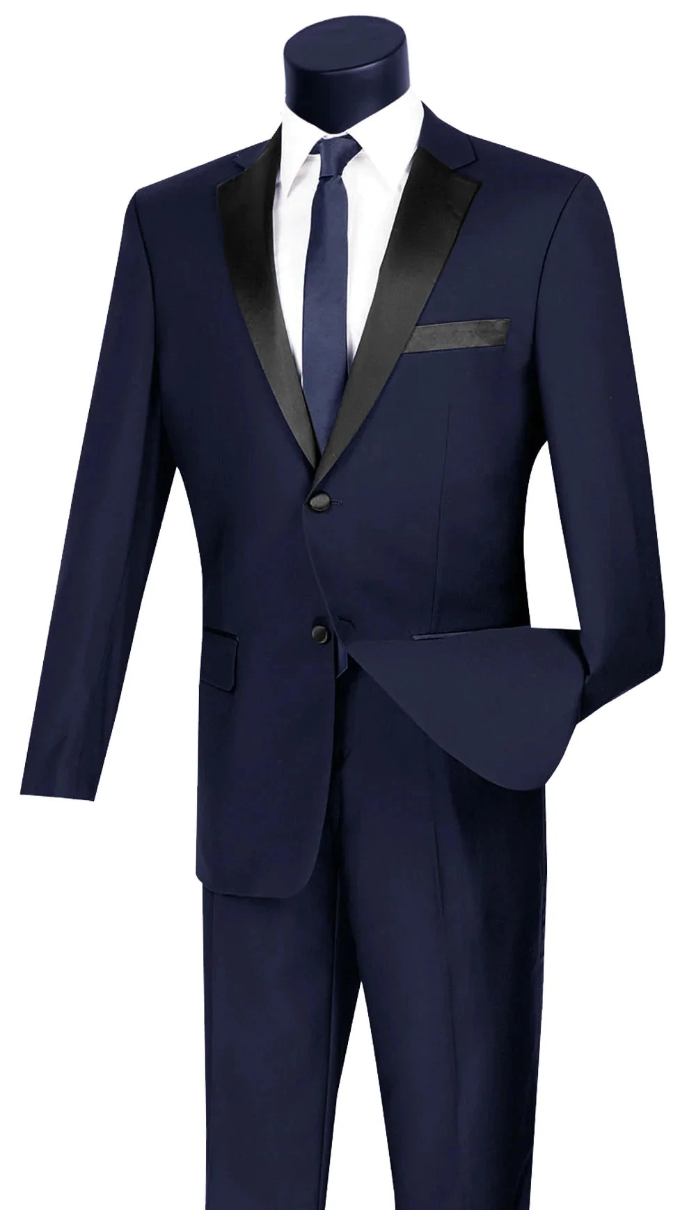 Excalibur Collection - Slim Fit Tuxedo 2 Piece 2 Buttons Design In Navy 3 Excalibur Collection - Slim Fit Tuxedo 2 Piece 2 Buttons Design In Navy