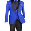 Slim Fit Tuxedo 3 Piece With Jacquard Pattern In Royal -Clothing Shop TVSJ 1 ROYAL JPG