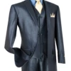 Nautilus Collection - Shiny Regular Fit Men's Suit 3 Piece 2 Button In Midnight Blue -Clothing Shop V2RR 1 MidnightBlue