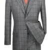 Atrani Collection - Regular Fit Windowpane Suit 3 Piece In Gray 2 Atrani Collection - Regular Fit Windowpane Suit 3 Piece In Gray -Clothing Shop V2RW 12 GR