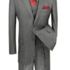 Sovana Collection - Regular Fit 3 Piece Suit 2 Button Tone On Tone Stripe In Gray