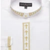 Men's Banded Collar Embroidered Shirt In White/Gold -Clothing Shop WHITEGOLD