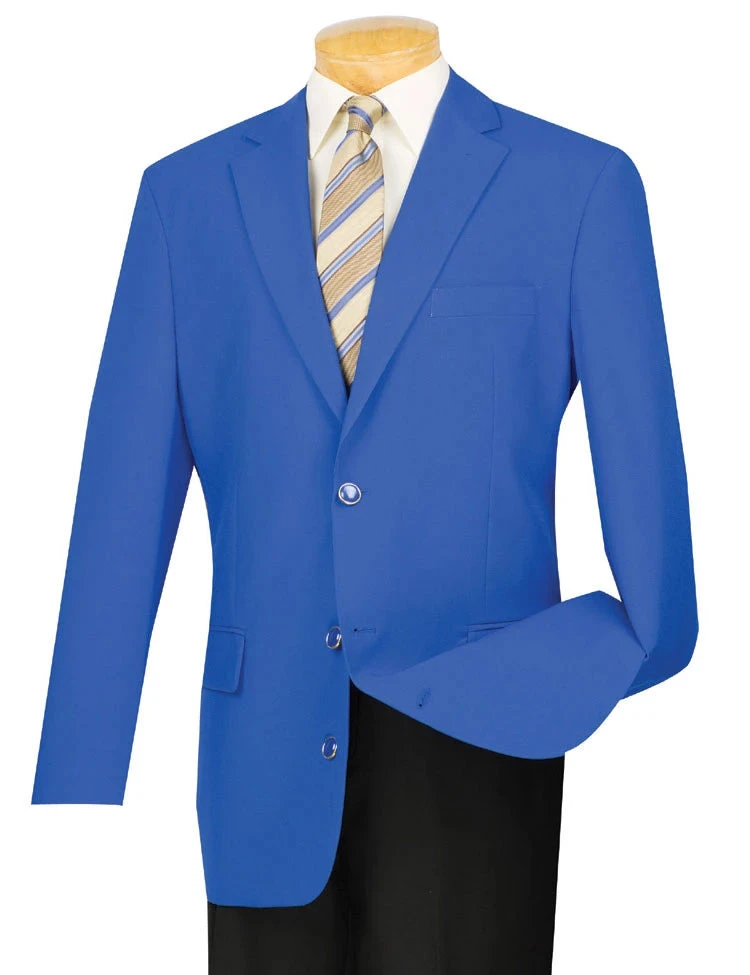Royal Blue Regular Fit 3 Button Blazer 3 Royal Blue Regular Fit 3 Button Blazer