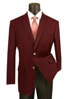 Regular Fit Blazer 2 Button In Burgundy