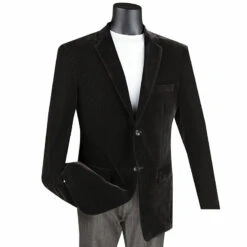 Velvet Regular Fit Fashion Jacket In Black