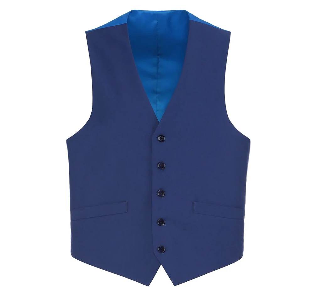Blue Slim Fit Vest Single Breasted 5 Button Design 3 Blue Slim Fit Vest Single Breasted 5 Button Design