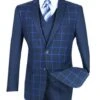 Slim Fit Fashion Jacket Peak Lapel Window Pane Design In Navy