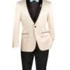 Champagne Beige Slim Fit Blazer Stretch Sateen 1 Button With Narrow Shawl Lapel 1 Champagne Beige Slim Fit Blazer Stretch Sateen 1 Button With Narrow Shawl Lapel -Clothing Shop bst 1 chabe