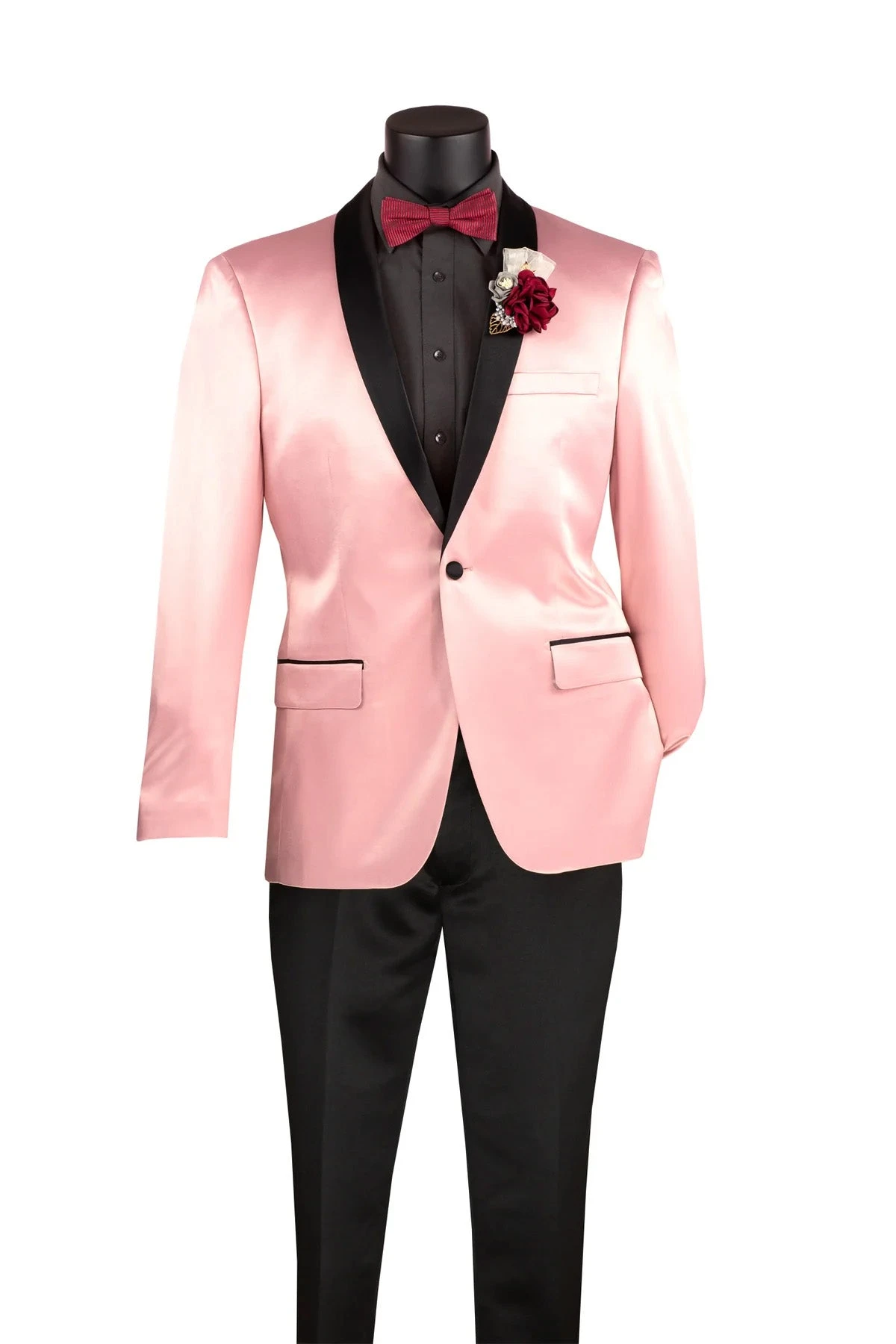 Pink Slim Fit Blazer Stretch Sateen 1 Button With Narrow Shawl Lapel 3 Pink Slim Fit Blazer Stretch Sateen 1 Button With Narrow Shawl Lapel