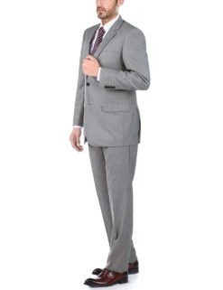 Bevagna Collection - Light Gray 100% Virgin Wool Regular Fit Pick Stitched 2 Piece Suit -Clothing Shop c508 5ce