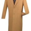 Milan Collection - Wool And Cashmere Regular Fit Dress Top Coat 48" Long In Camel -Clothing Shop cl48 1 camel