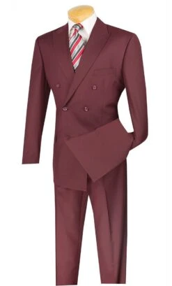 Ramses Collection - Double Breasted Suit 2 Piece Regular Fit In Burgundy