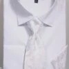 French Cuff Regular Fit Shirt In White With Tie, Cuff Links And Handkerchief -Clothing Shop dn82m white