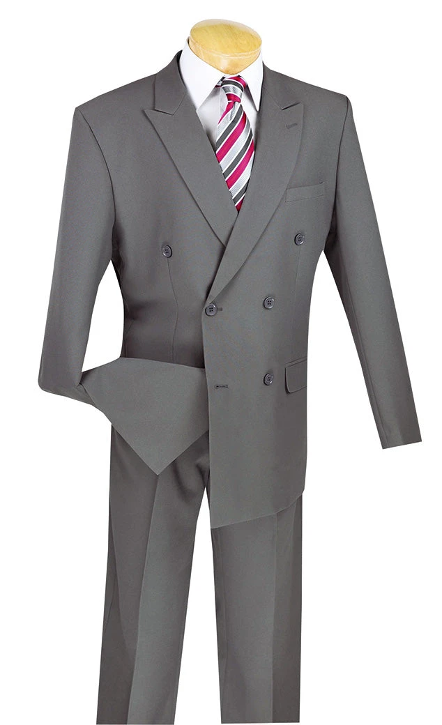 Atlantis Collection - Medium Gray Regular Fit Double Breasted 2 Piece Suit 3 Atlantis Collection - Medium Gray Regular Fit Double Breasted 2 Piece Suit