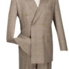 Alexander Collection - Tan Double Breasted 2 Piece Suit Regular Fit Glen Plaid -Clothing Shop drw 1 tan 1 1024xs