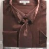Brown Metallic Velvet Dress Shirt Set French Cuff -Clothing Shop ds3808p2 brown