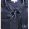 Navy Metallic Velvet Dress Shirt Set French Cuff 2 Navy Metallic Velvet Dress Shirt Set French Cuff -Clothing Shop ds3808p2 navy