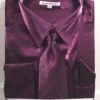 Purple Metallic Velvet Dress Shirt Set French Cuff -Clothing Shop ds3808p2 purple