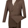 Rockefeller Collection - Double Breasted Stripe Suit Brown Regular Fit 2 Piece -Clothing Shop dss 4