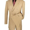 Rockefeller Collection - Double Breasted Stripe Suit Camel Regular Fit 2 Piece