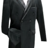 Caesar Collection - Velvet Black Double Breasted Suit Regular Fit 2 Piece -Clothing Shop f2dg 1 black