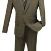 Monopoly Collection - 2 Buttons 3 Piece Suit Slim Fit Glen Plaid Taupe -Clothing Shop file