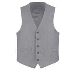 Gray Slim Fit Vest Single Breasted 5 Button Design