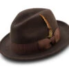 Men's Brown Wool Felt Fedora Hat Snap Brim Crushable -Clothing Shop h 10 BROWN