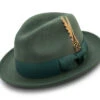 Men's Hunter Green Wool Felt Fedora Hat Snap Brim Crushable -Clothing Shop h 10 HUNTER