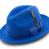 Men's Royal Blue Wool Felt Fedora Hat Snap Brim Crushable -Clothing Shop h 10 ROYAL