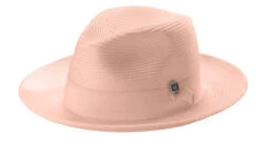 Peach Braided Wide Brim Pinch Fedora Matching Grosgrain Ribbon
