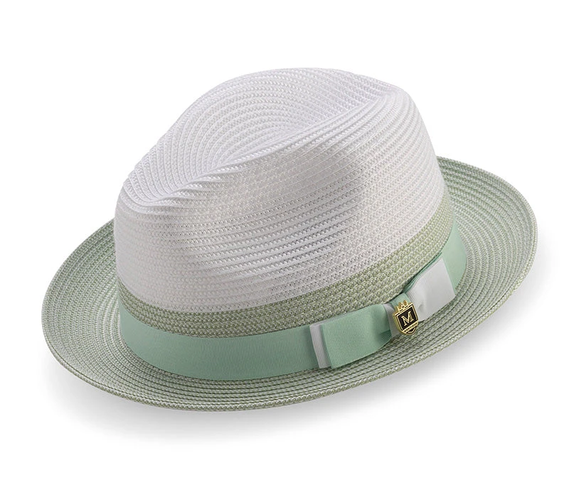 Men's Braided Straw Fedora Two Tone Weave In Apple 3 Men's Braided Straw Fedora Two Tone Weave In Apple