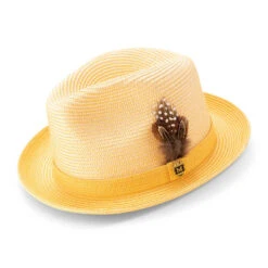Canary Braided Two Tone Stingy Brim Pinch Fedora