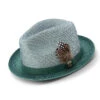 Emerald Braided Two Tone Stingy Brim Pinch Fedora -Clothing Shop h 73 emerald