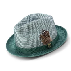 Emerald Braided Two Tone Stingy Brim Pinch Fedora