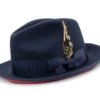 2 ⅜" Brim Wool Felt Dress Hat With Feather Accent Navy With Red Bottom 1 2 ⅜" Brim Wool Felt Dress Hat With Feather Accent Navy With Red Bottom -Clothing Shop h 75 navy