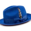 2 ⅜" Brim Wool Felt Dress Hat With Feather Accent Royal Blue With Red Bottom 1 2 ⅜" Brim Wool Felt Dress Hat With Feather Accent Royal Blue With Red Bottom -Clothing Shop h 75 royal