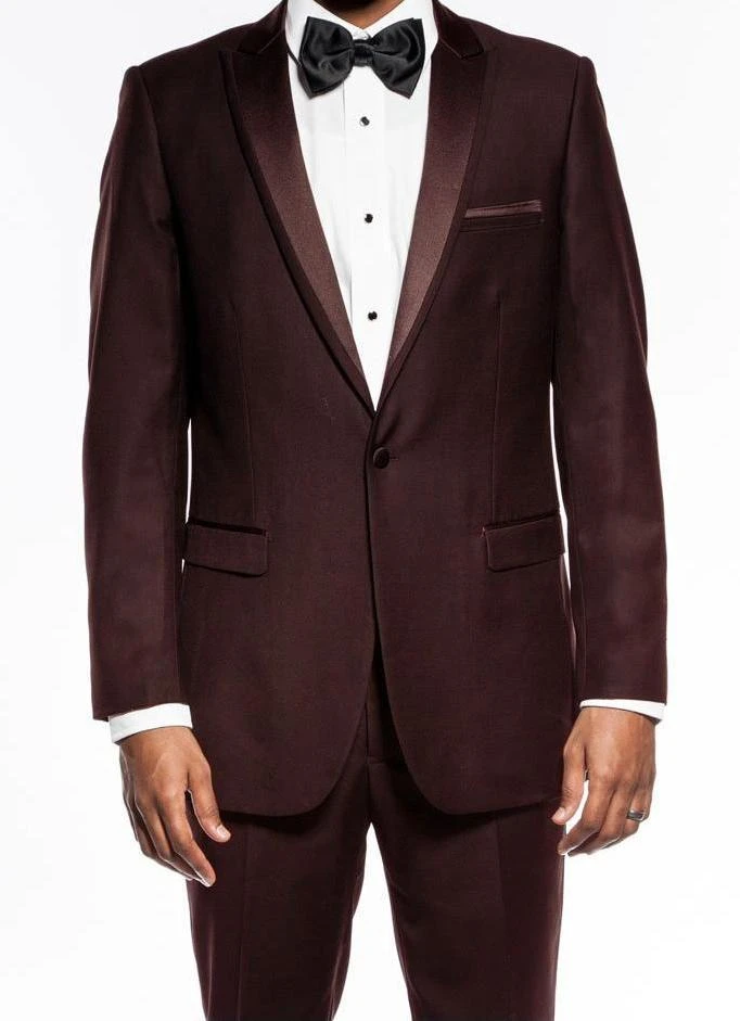 (38R, 38L) Brown Slim Fit 2 Piece Tuxedo With Satin Peak Lapel 3 (38R, 38L) Brown Slim Fit 2 Piece Tuxedo With Satin Peak Lapel